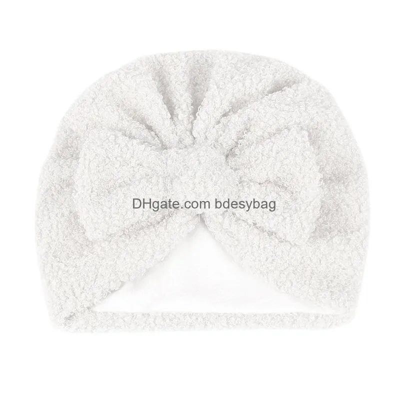 Newborn Baby Solid Color Bowknots Kids Winter Beanie Hat Infant Warm Caps Headwear Party Decor Fashion Accessories