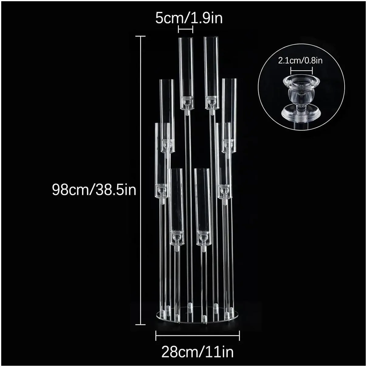 acrylic crystal flower stand pillar pendants for led candle light for wedding hallway road lead 98cm tall clear flower stand wedding decoration