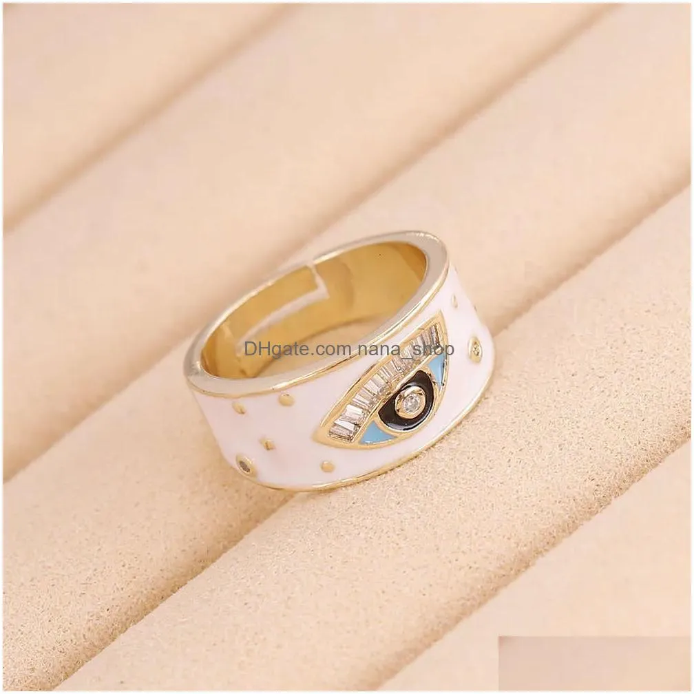 Devil`s Eye Female Personality Color Zirconia Love Women`s Ring Bohemian Handicraft R50