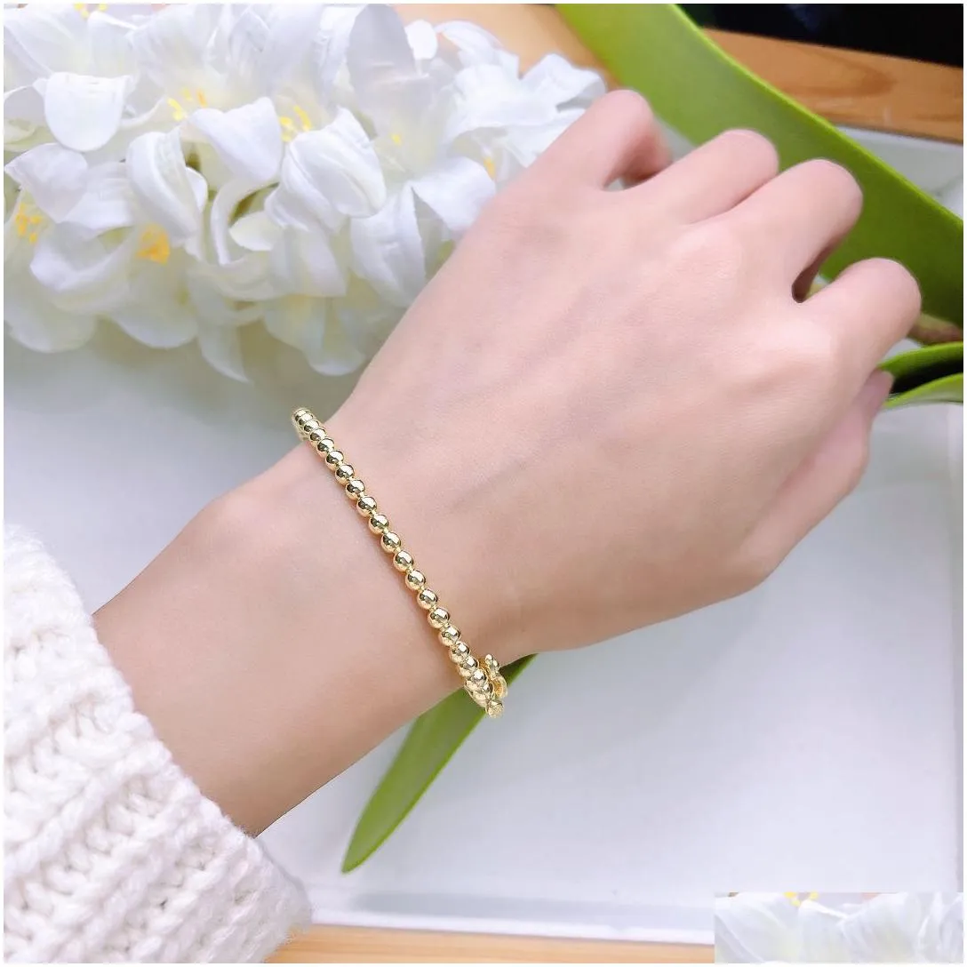 bracelets bangle brand designer perlee copper bead charm three colors rose yellow white gold bangles for women jewelry with box party
