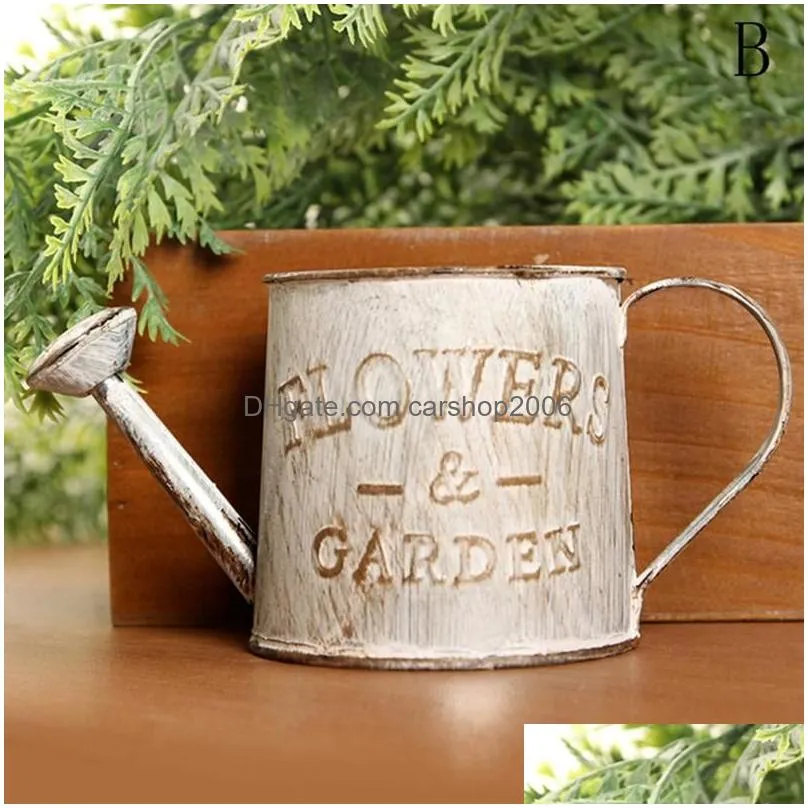 vintage letters engraved garden bonsai plant flower iron watering can pot kettle plant watering tool flower pot garden decor265k