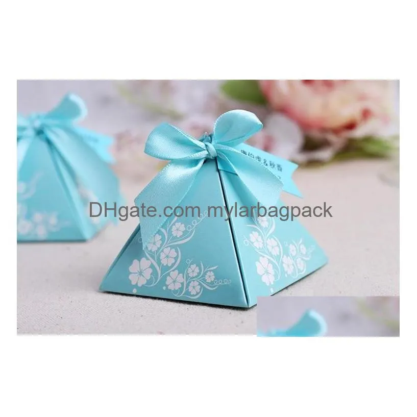 floral pyramid candy box wedding candy box cake gift box with ribbon for party favors wen5866