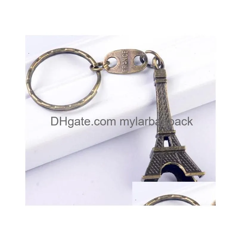 500 pcs/lot fashion classic french france souvenir paris 3d eiffel tower keychain keyring key chain ring free shipping