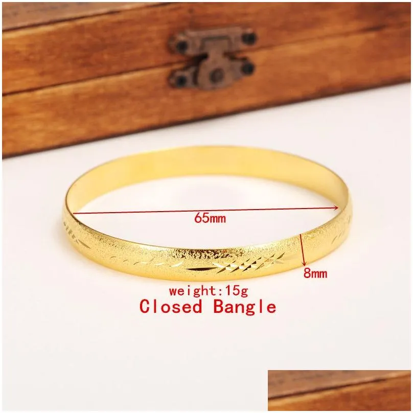 Bangle 4 Pieces Box Whole Fashion Wedding Bangle Jewelry 14K Yellow Solid Gold Gf Filled Dubai Bracelet Women Africa Arab Items2335 D Otkxg