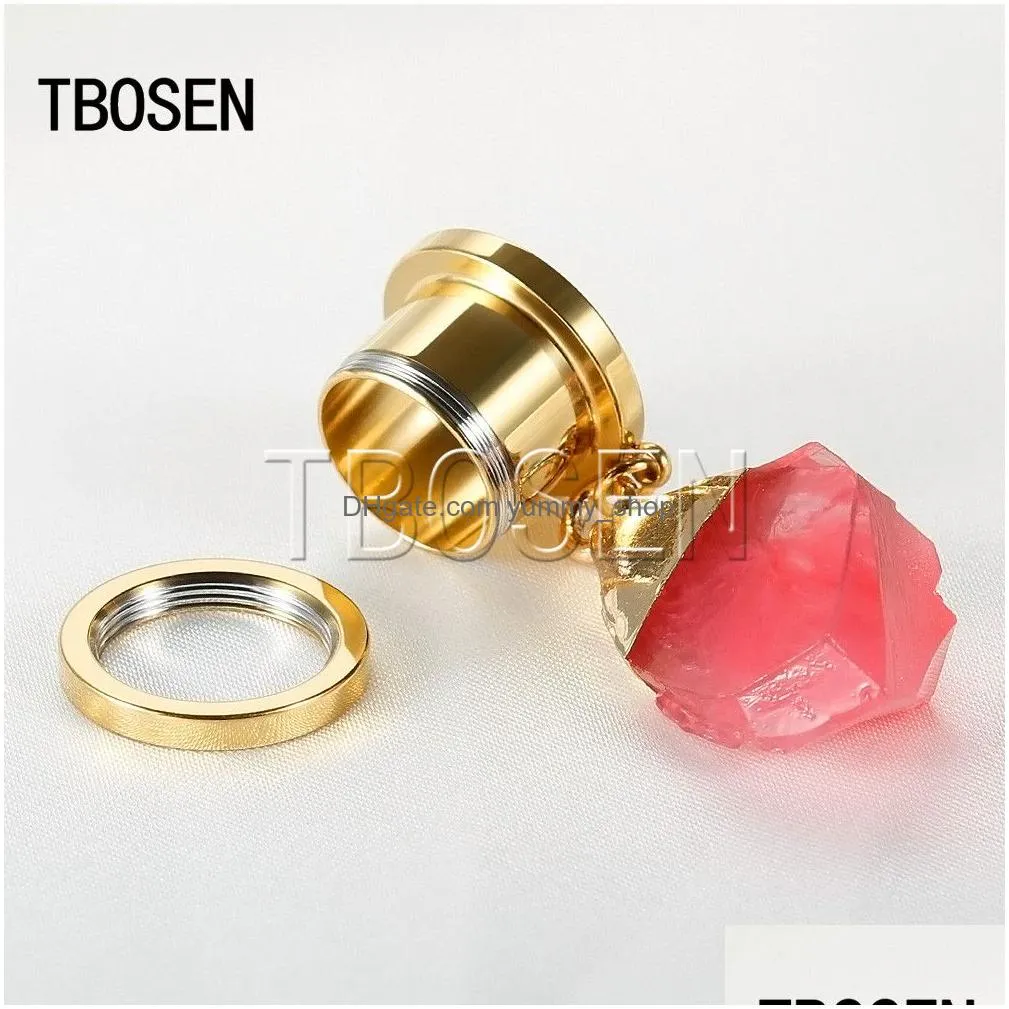 tbosen dangle ear plugs piercing tunnels crystal eardrop body jewelry steel screw earring gauges expander women fashion gift 2pc