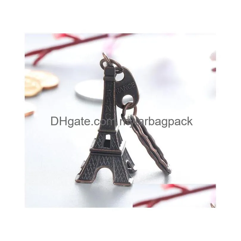 500 pcs/lot fashion classic french france souvenir paris 3d eiffel tower keychain keyring key chain ring free shipping
