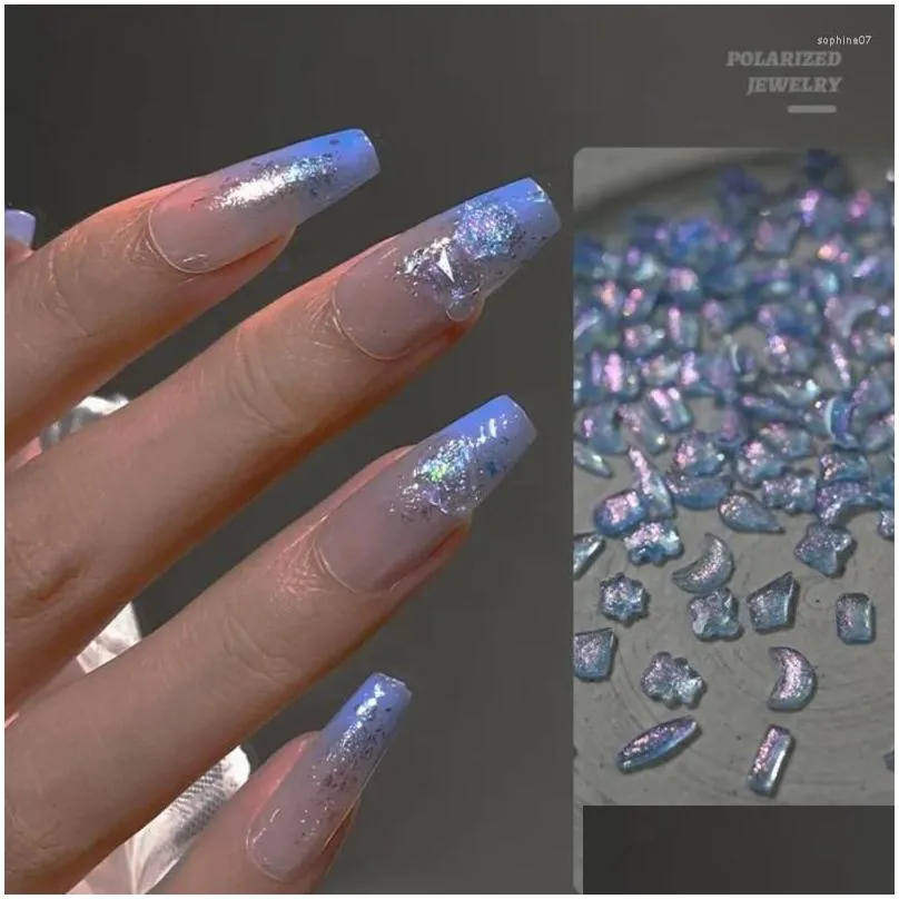 nail art decorations 30/40 pcs aurora irregular crystal charms rhinestones mixed-size super shiny love-heart stars flatback resin