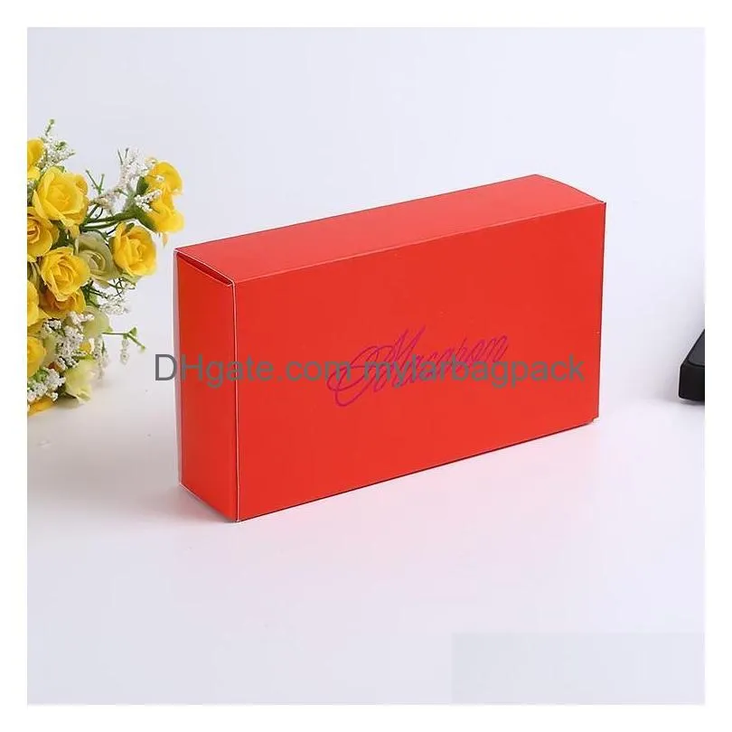 12 cups paper macaron box packaging drawer type biscuit pastry chocolate cake boxes for wedding party gift wen4727