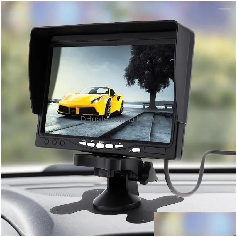 inch car rear view camera monitor 12v/24v hd lcd back up rotating reverse video with sunshade