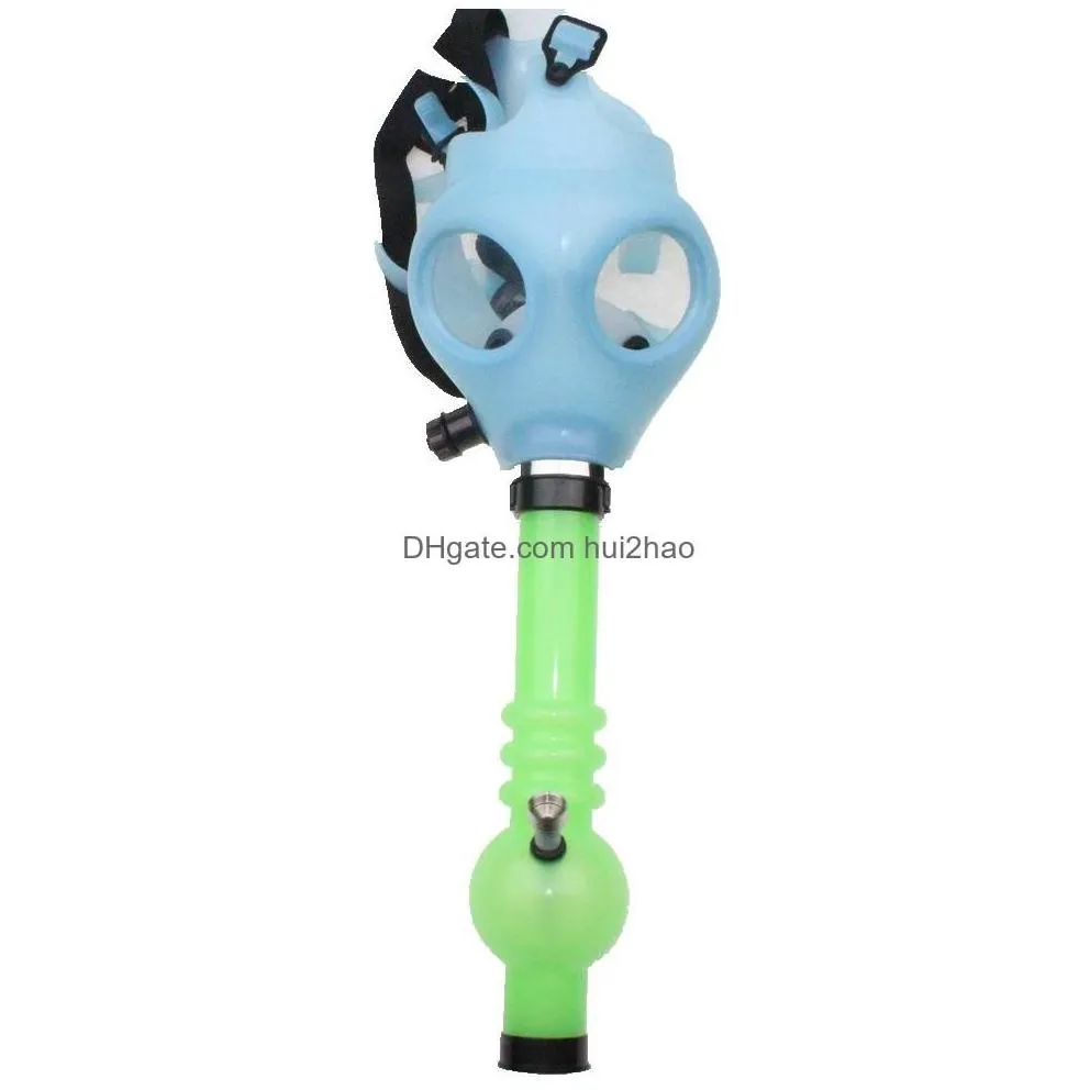 Smoking Pipes Gas Mask Bong Both Glow In The Dark Water Shisha Acrylic Pipe Sille Hookah Tobacco Tubes Wholesale Drop Delivery Home