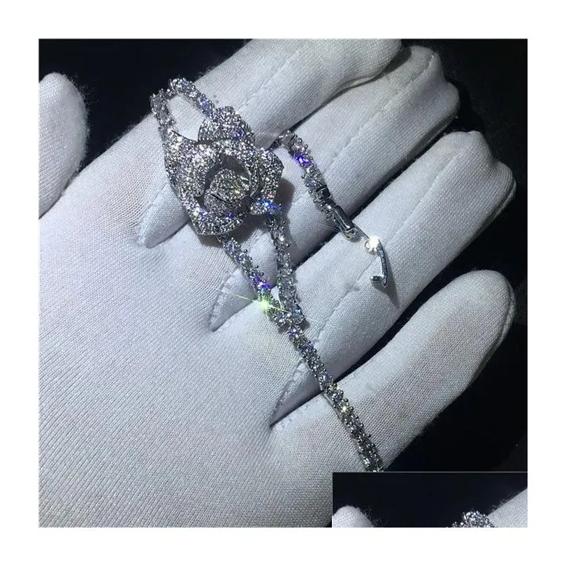 Tennis 20 Style Sparkling Luxury Jewelry 925 Sterling Sier Mti Shape White Topaz Cz Diamond Gemstones Women Wedding Bracelet For Drop Otqik