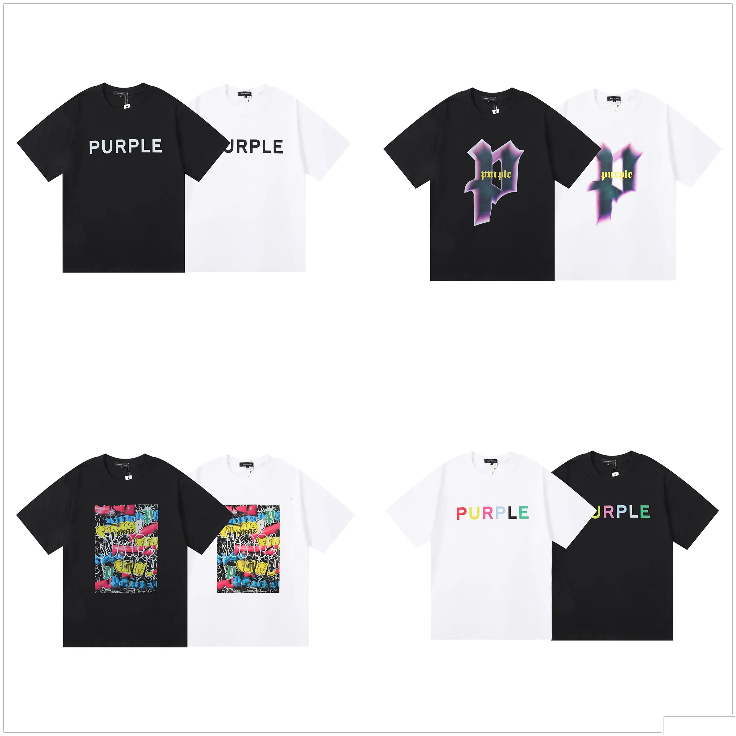 2024 new purple brand t-shirts color printed cotton loose casual men`s and women`s short sleeved t-shirt