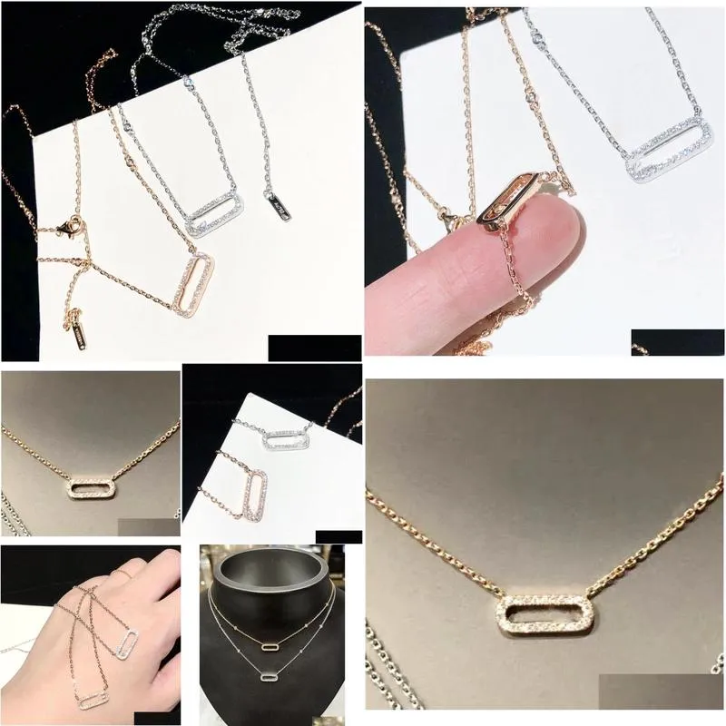 luxury pendant necklace classic move uno brand designer top s925 sterling silver move zircon hollow square charm choker for women jewelry party