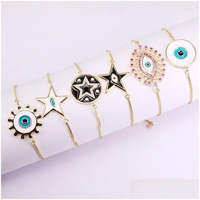 charm bracelets 12pcs enamel lucky eye lovely girl women gift 2023 factory wholesale fashion bracelet