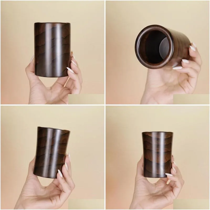 makeup brushes qiao lianggong handmade solid wood brush storage bucket pen black persimmon paint craft