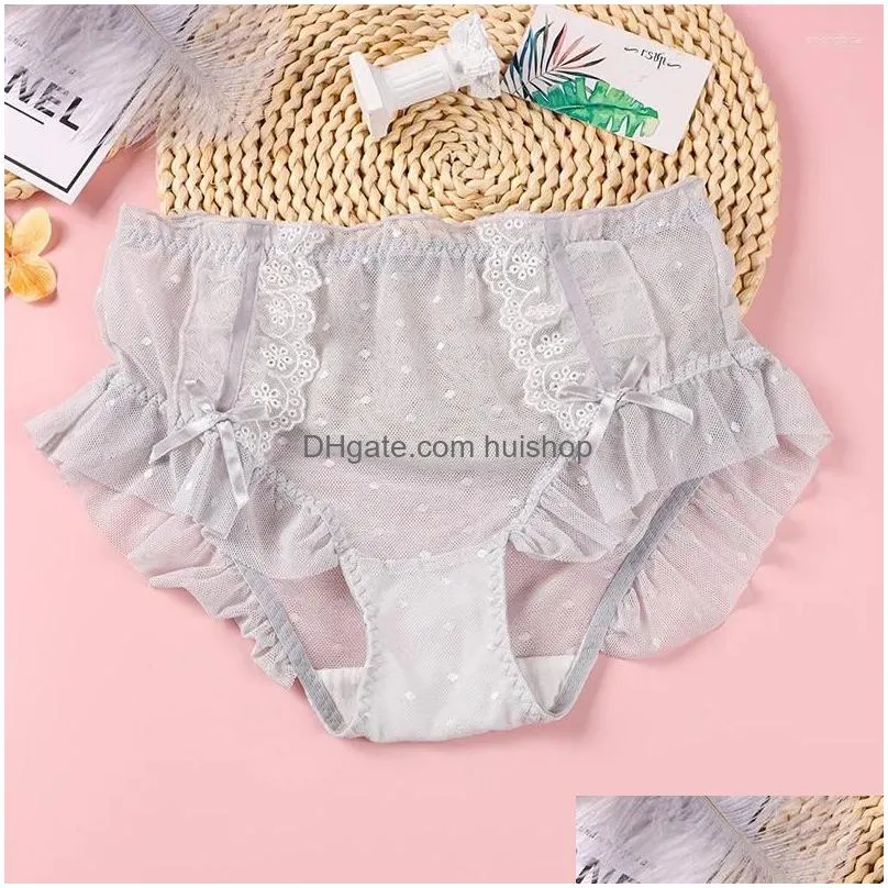 womens panties women lotus leaf sexy lace pants safety shorts brief lolita sweet bowknot female underwear transparent mesh big size