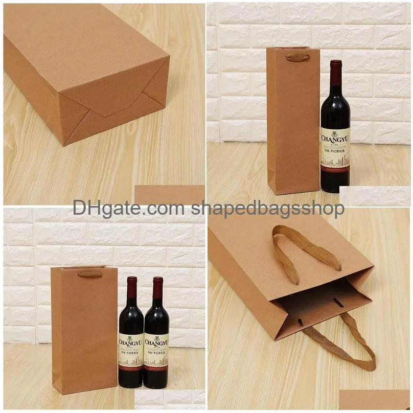 kraft paper single and double wine bags, wine packing bags, red wine handbags gift bag wen5766