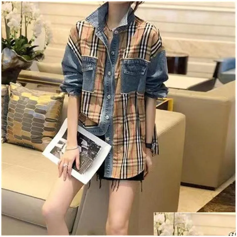 women`s blouses shirts women fashion plaid print shirt lady long sleeve blouse turn down collar button design casual tops