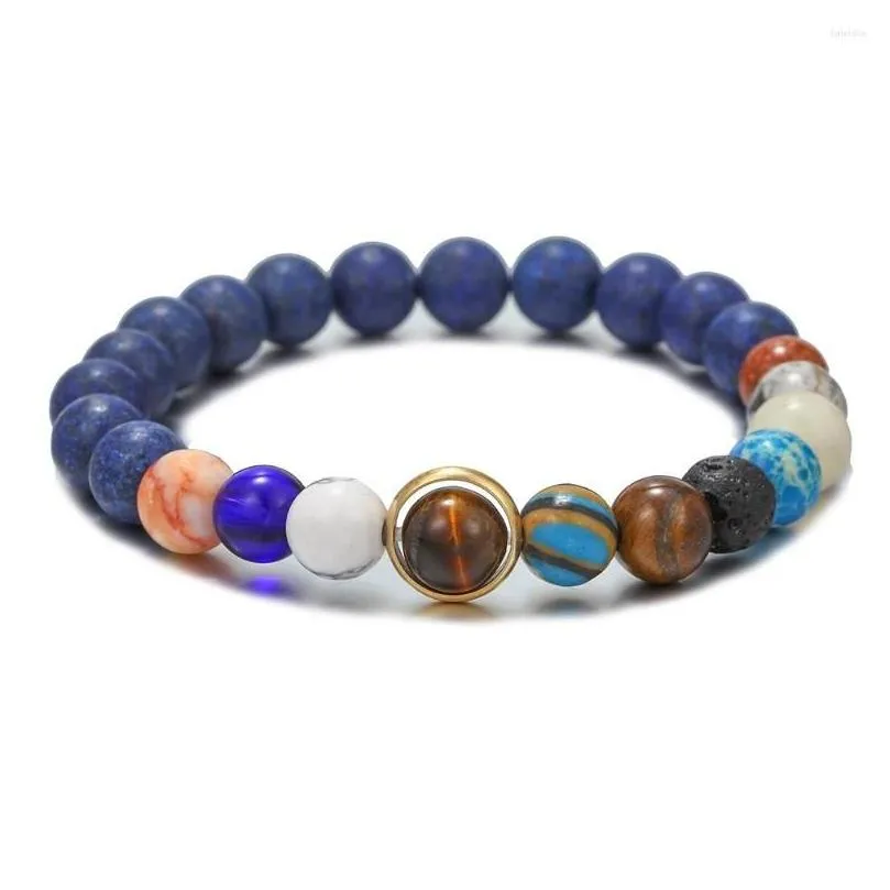 charm bracelets handmade universe solar system bracelet for women natural stone eight planets men friendly gift him her