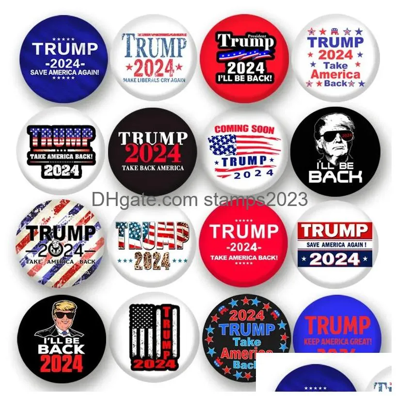 trump 2024 badge brooches pins party favor election supplies keep america great 1.73 inch