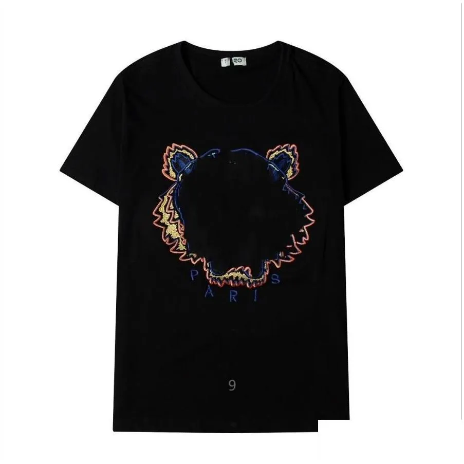 t shirt top quality men women tshirts womens summer street apparel short sleeve tiger head embroidery letter print loose fit trend 806