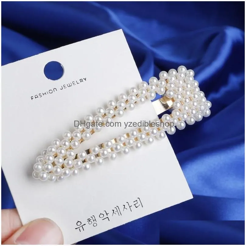 korean ins fashion 8pcs pearl hair clips set metal hair pins gold color barrette hairpin beauty styling tools accessories323s