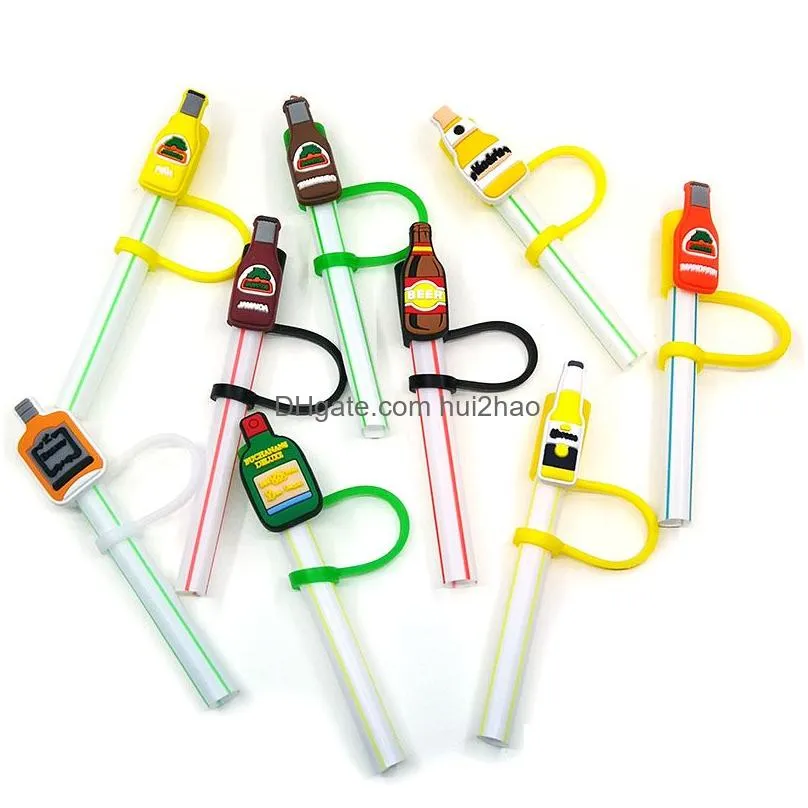 custom straw toppers mexican accessories cover charms reusable splash proof drinking dust plug decorative 8mm straw party supplies