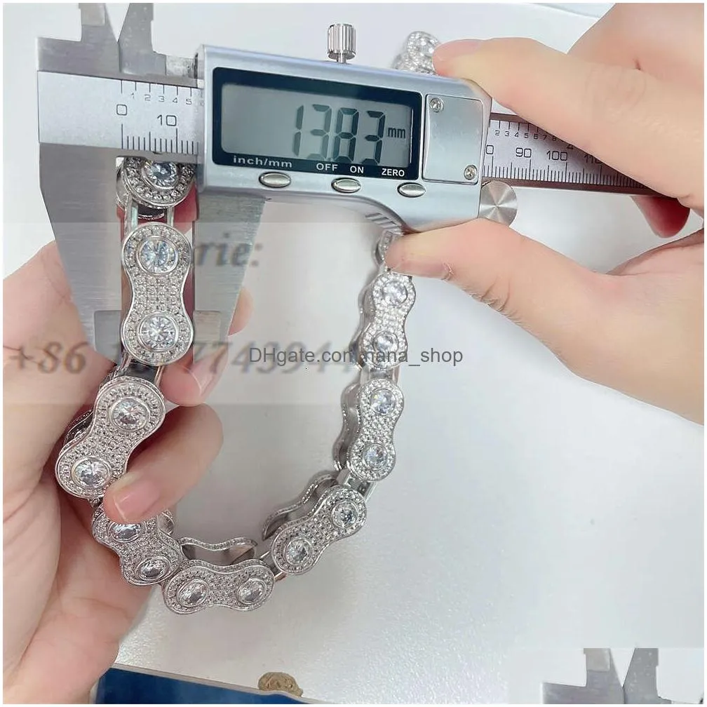 Wholesale Fashion Necklace Luxury Hiphop Jewelry Brass Zirconia Big Chain Iced Out Bicycle Chain Wholesale Custom Chain