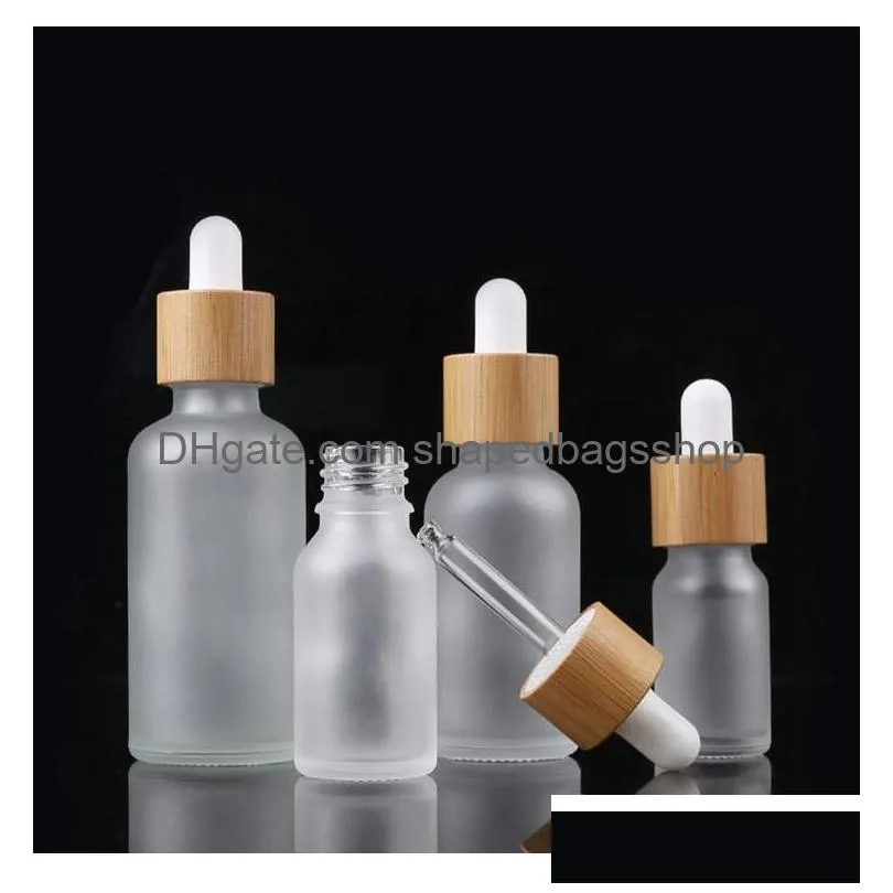 200pcs 10ml 15ml 20ml 30ml 50ml 100ml oil bottle with bamboo essence in frosted glass#39681