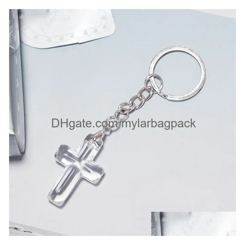 church party giveaway gift for guest choice crystal cross key chains wedding & bridal shower favors w8488