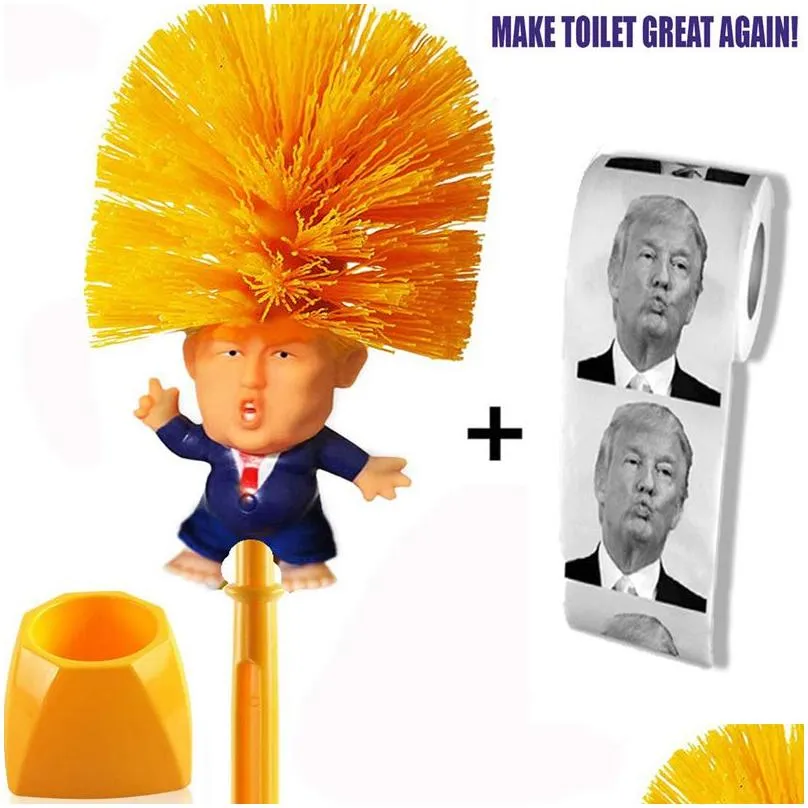 donald trump toilet brush toilet paper bundle funny political gag novelty item believe me make your toilet again8012782