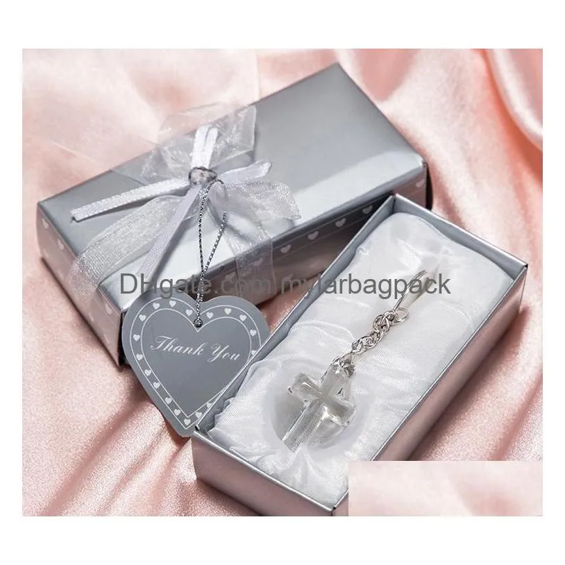 church party giveaway gift for guest choice crystal cross key chains wedding & bridal shower favors w8488