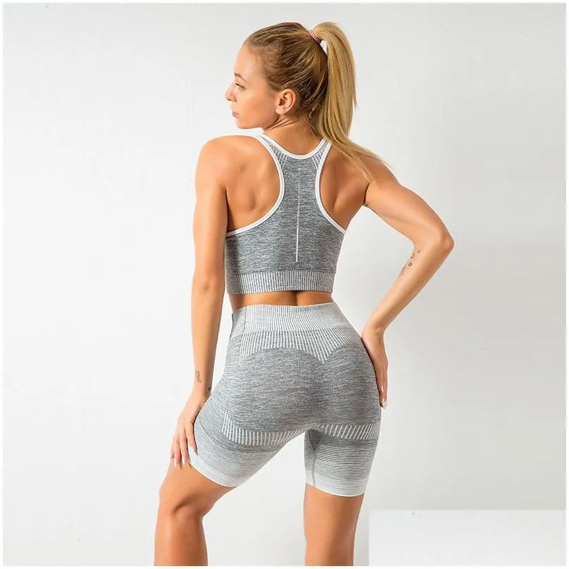 yoga outfits workout clothes for women seamless sports suits sport bra tophigh waist fiess shorts 2 piece gym set running sport9203329