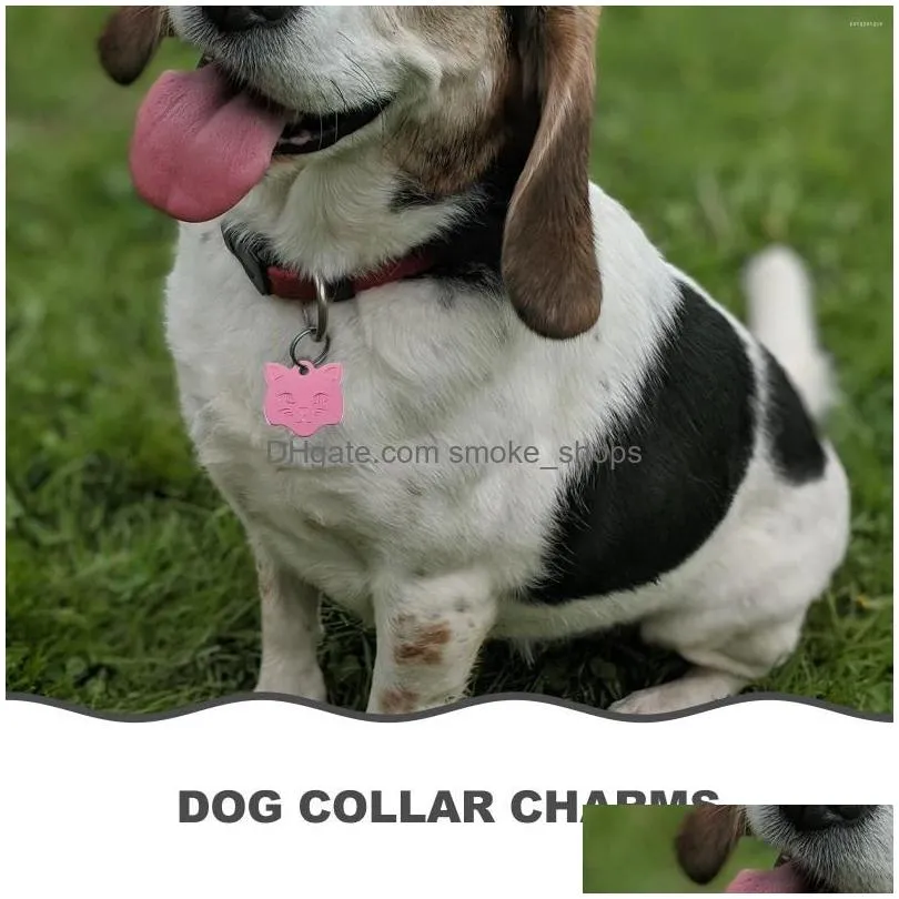 dog collars 10pcs cat head shape pet id tags metal pets name pendant collar charm