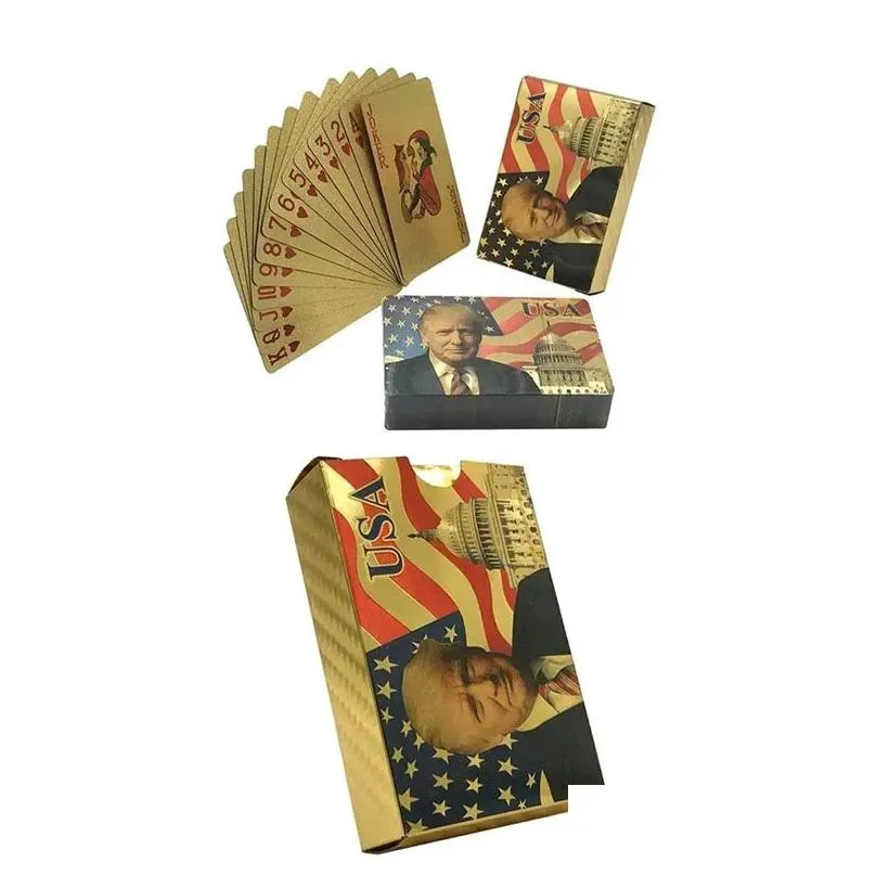 trump waterproof gold silver playing cards poker game plastic cards