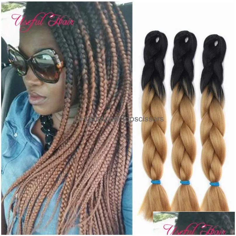 Ombre color JUMBO BRAIDS Premium extensiones de cabello 24inch SYNTHETIC braiding hair extensions crochet braids hair for women