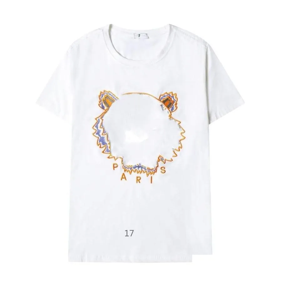 t shirt top quality men women tshirts womens summer street apparel short sleeve tiger head embroidery letter print loose fit trend 806