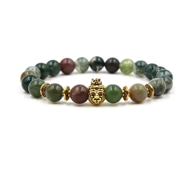 jln indian agate buhhda bracelet tibet accessories leopard owl  head agate stretch bracelet for man and woman