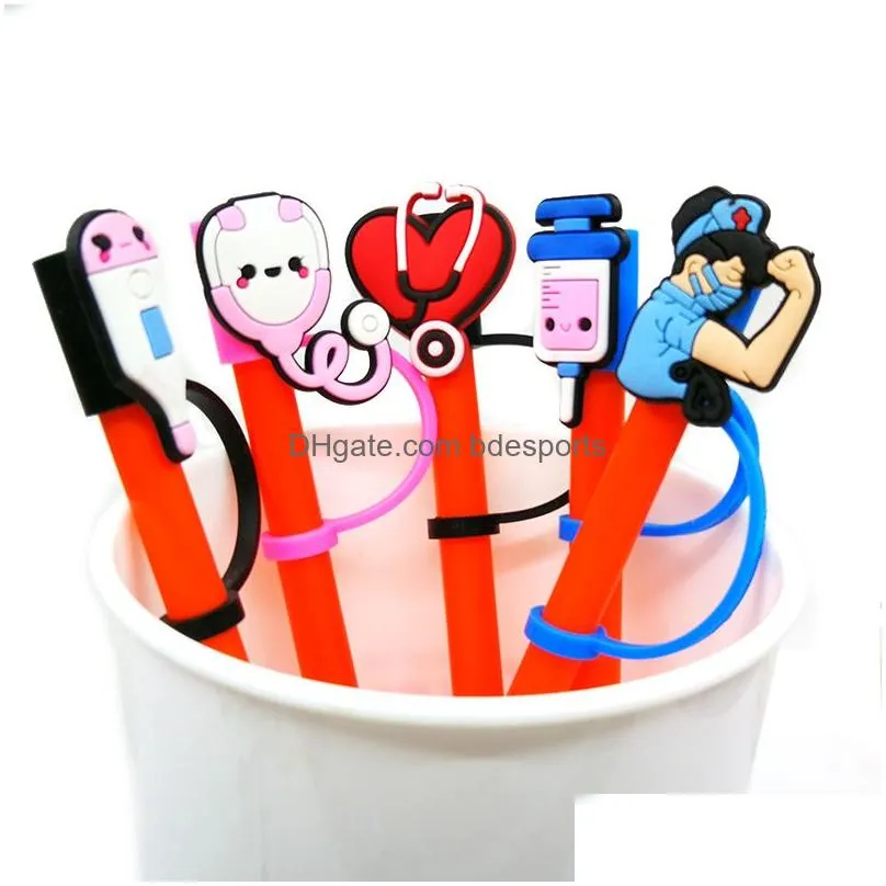 Custom medical Supplies silicone straw toppers accessories cover charms Reusable Splash Proof drinking dust plug decorative 8mm straw