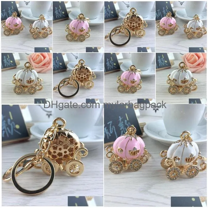 new gold plated alloy cinderella pumpkin carriage keychain key chain wedding favors and gifts wedding souvenirs w9962