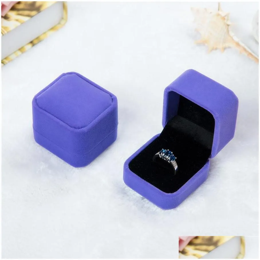 fashion velvet jewelry boxes cases for only rings & stud earrings 12 color jewelry gift packaging & display size 5cm*4.5cm*4cm