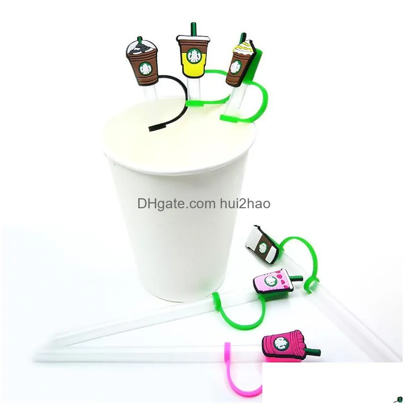 boba milk tea soft rubber reusable straw topper accessories cover charms splash proof drinking dust plug decorative charm fit 8mm straw picnic