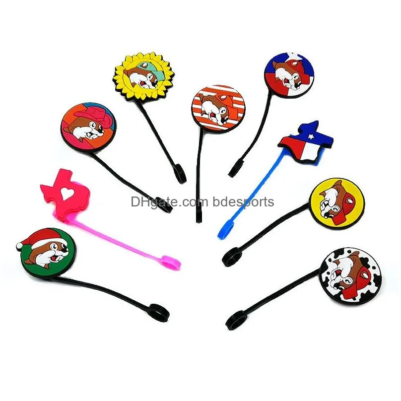 9pcs/set fashion casual silicone tumbler straw toppers cover molds charms decorative 8mm straw Reusable Proof drinking dust plug texas mexican style bad