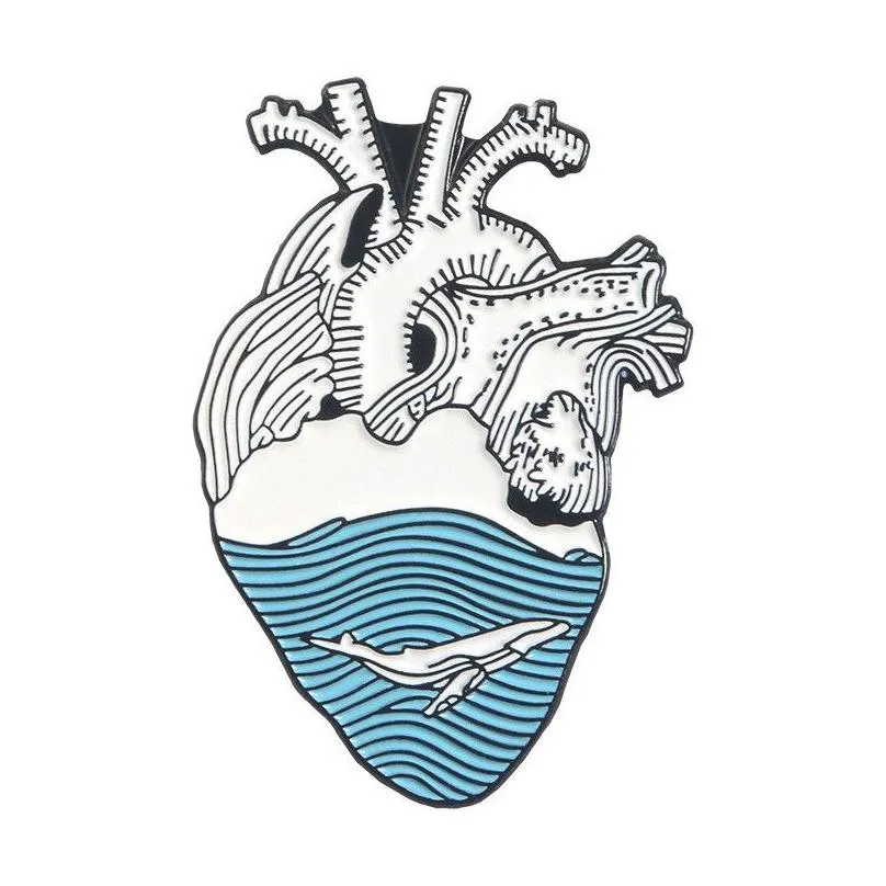 enamel heart brooch pins brooches lapel pin human organ fashion jewelry gift 370207