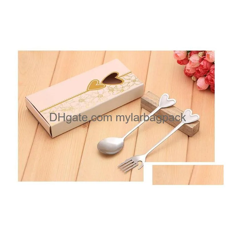 stainless steel heart spoon and fork set for wedding favors and gifts birthday party giveaways baby shower gifts w7278