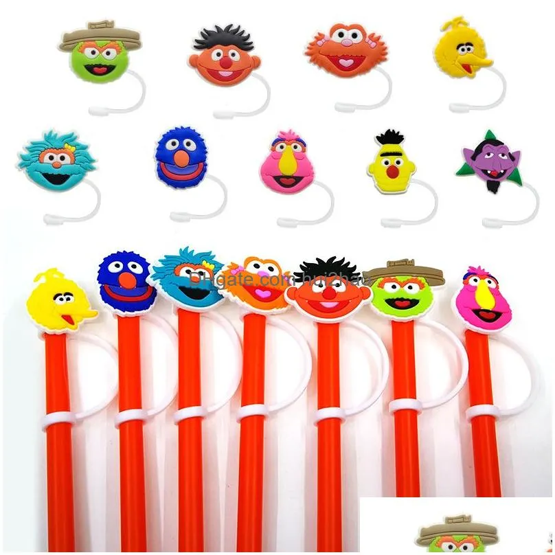 custom cartoon silicone straw toppers accessories cover charms reusable splash proof drinking dust plug decorative 8mm straw