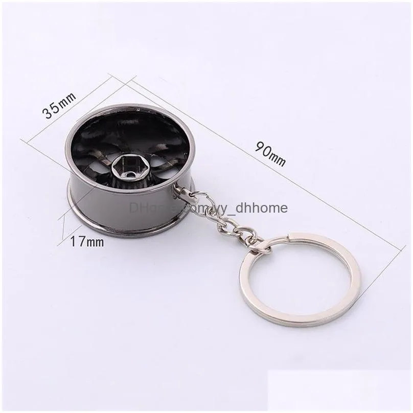 metal wheel hub key rings auto sports car keychain pendant silver gold fashion jewelry bag hangs drop ship