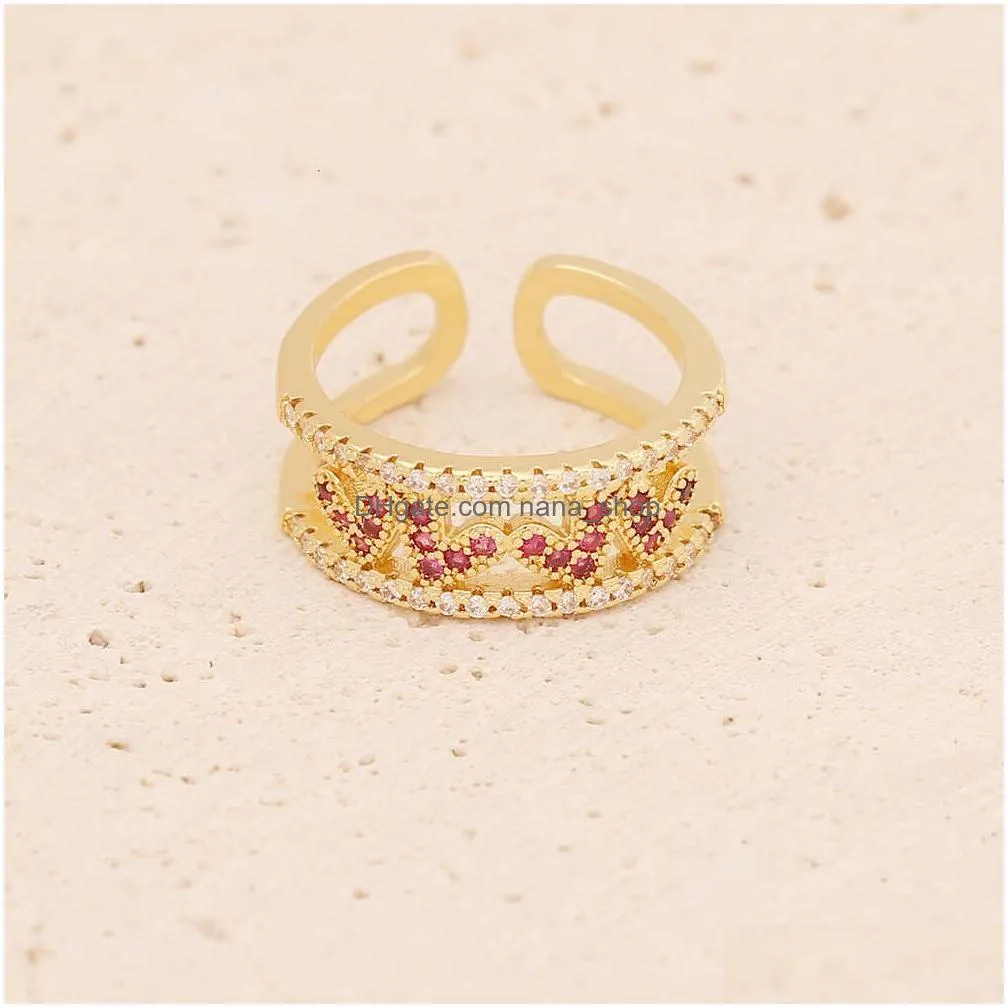 2022 New Copper Micro Zircon Eye Love Star Set Women`s Ring INS Handicraft R092