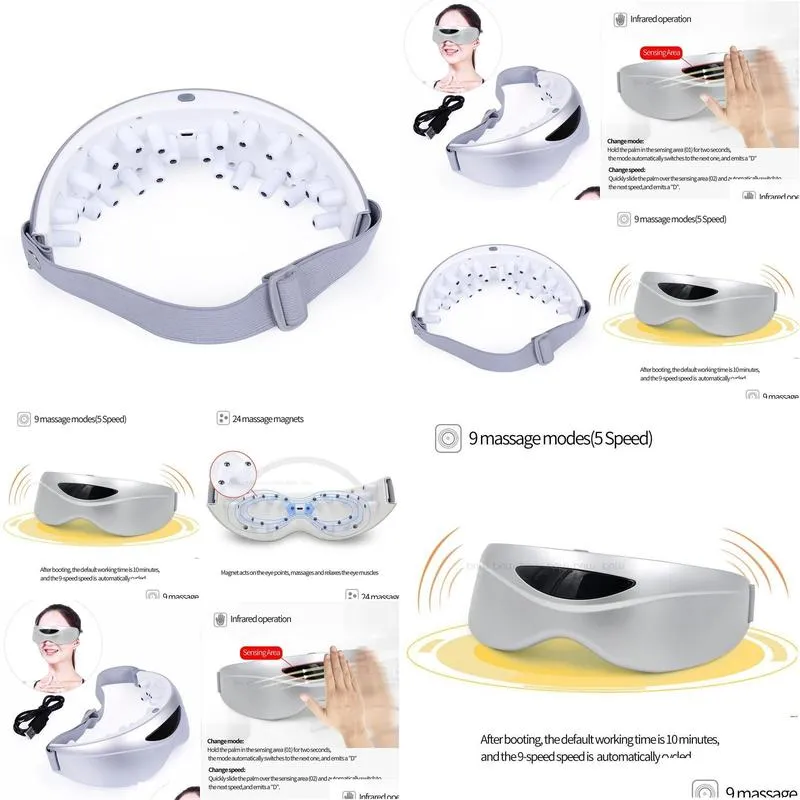 massager 5 speed 350ma vibration eye massager mask wireless gesture sensing usb charging brain electric health care tools stress
