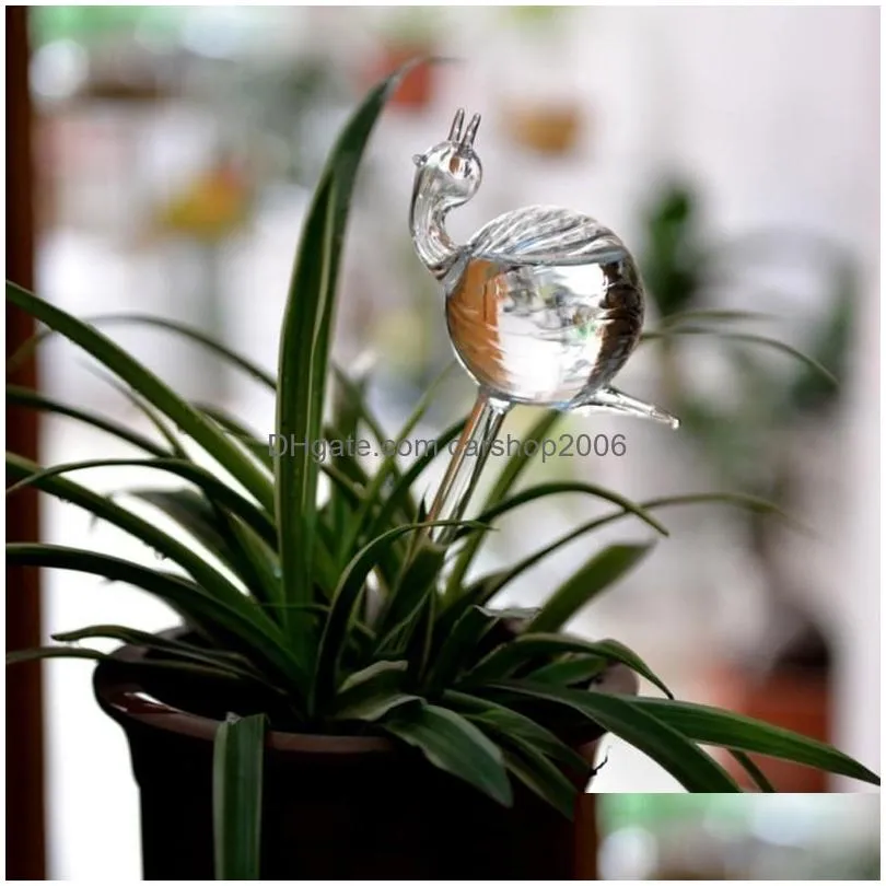vases lovely glass waterer self watering globes bird shape hand blown clear aqua bulbs plant mushroom design223u